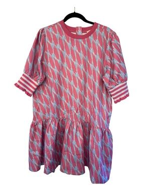 UMGEE NWOT Pink Patterned Drop-Waist Puff Sleeve Dress Size Large